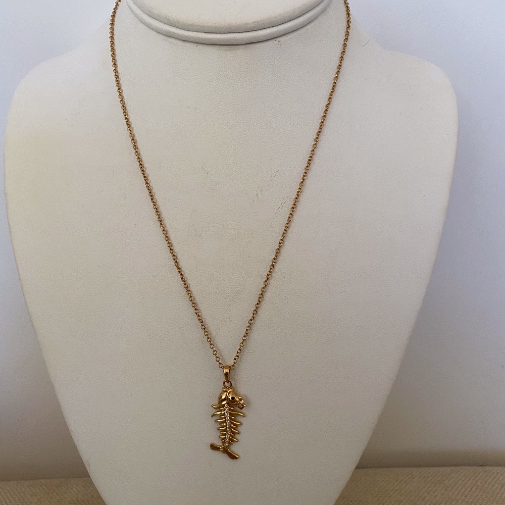 Gold Plated Fish Bones Necklace